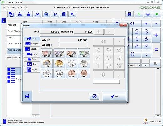 Point Sale System POS Bar Restaurant Retail Cash Register Touchscreen Software Chromis 