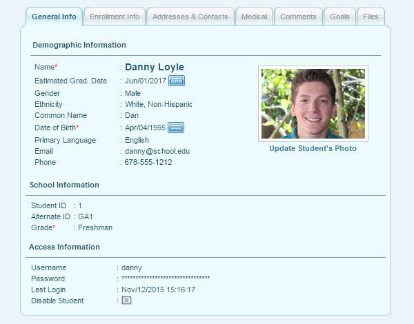 openSIS Student's profile (src. openSIS)