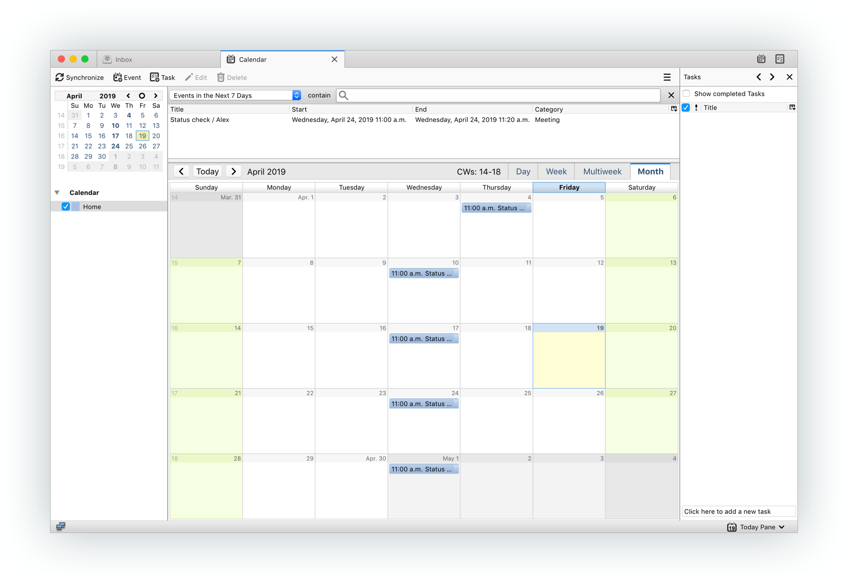 Original-Kalender-Task-Manager öffnen