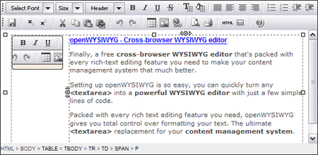 JavaScript Rich Text Editor, WYSIWYG editor in HTML5