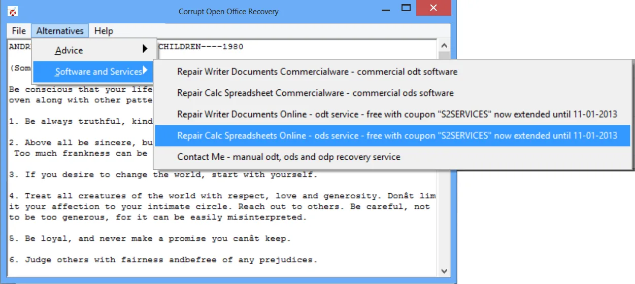 Corrupt Open Office Recovery (Open Office Docs)