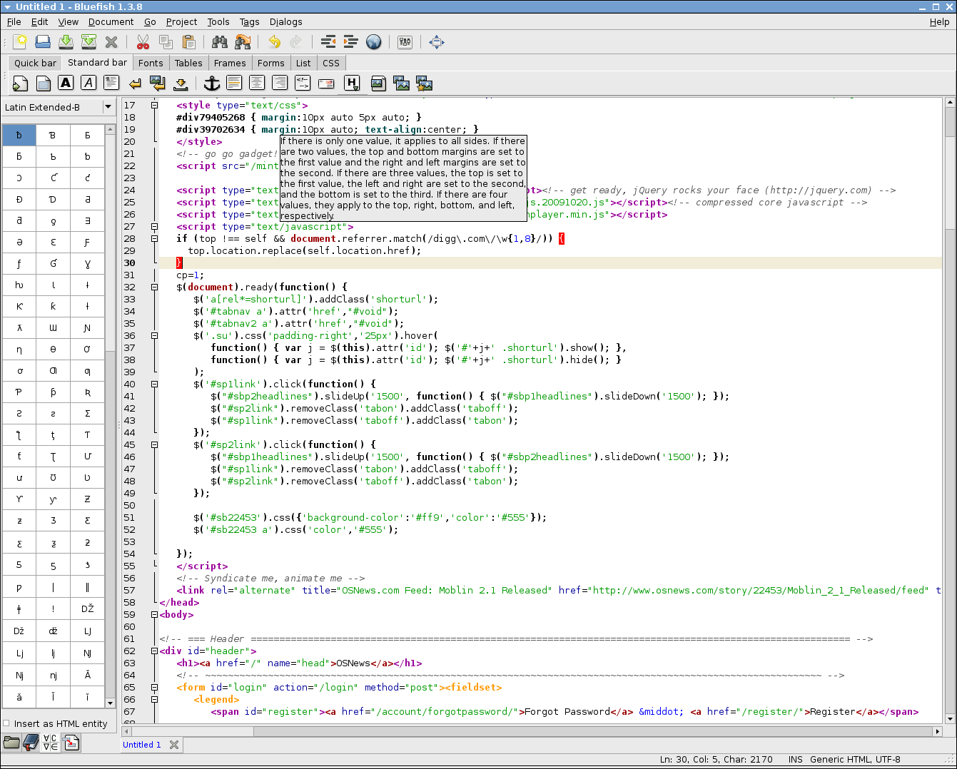 Bluefish is an open-source Web HTML editor