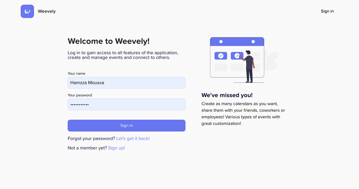 Weevely: Manage your Events in a Fancy Style