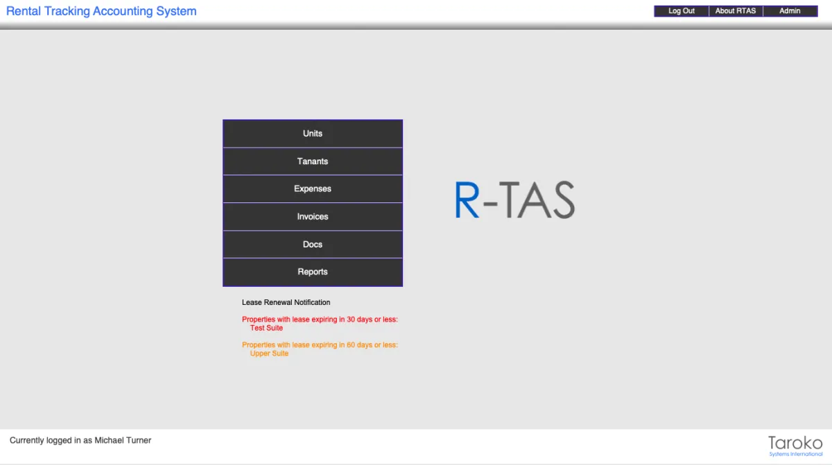 R-TAS is a free Rental Tracking and Accounting System