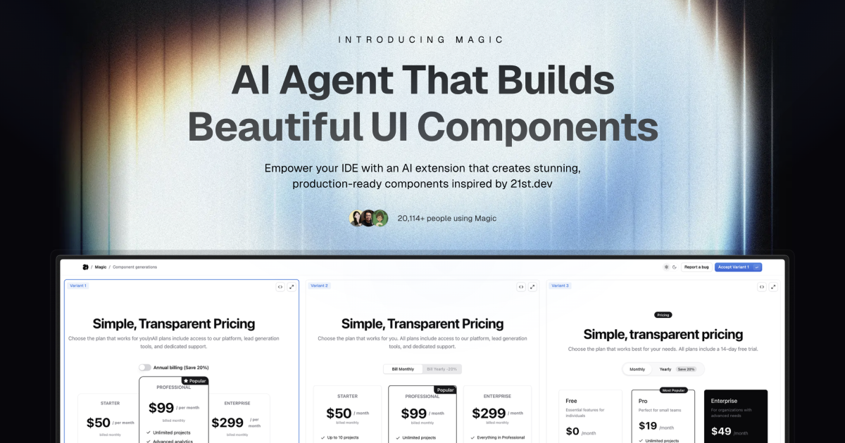 Introducing 21st.dev Magic AI Agent: Build Beautiful UIs, Your Way