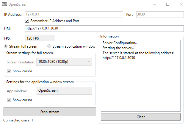 OpenScreen: Desktop Screen Sharing Over the Network (Free App)