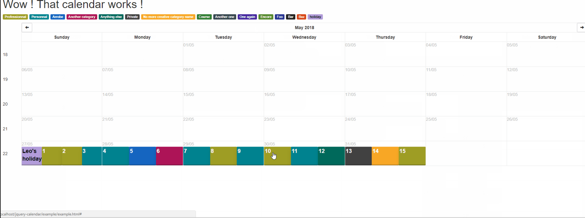 Custom Calendar Js 