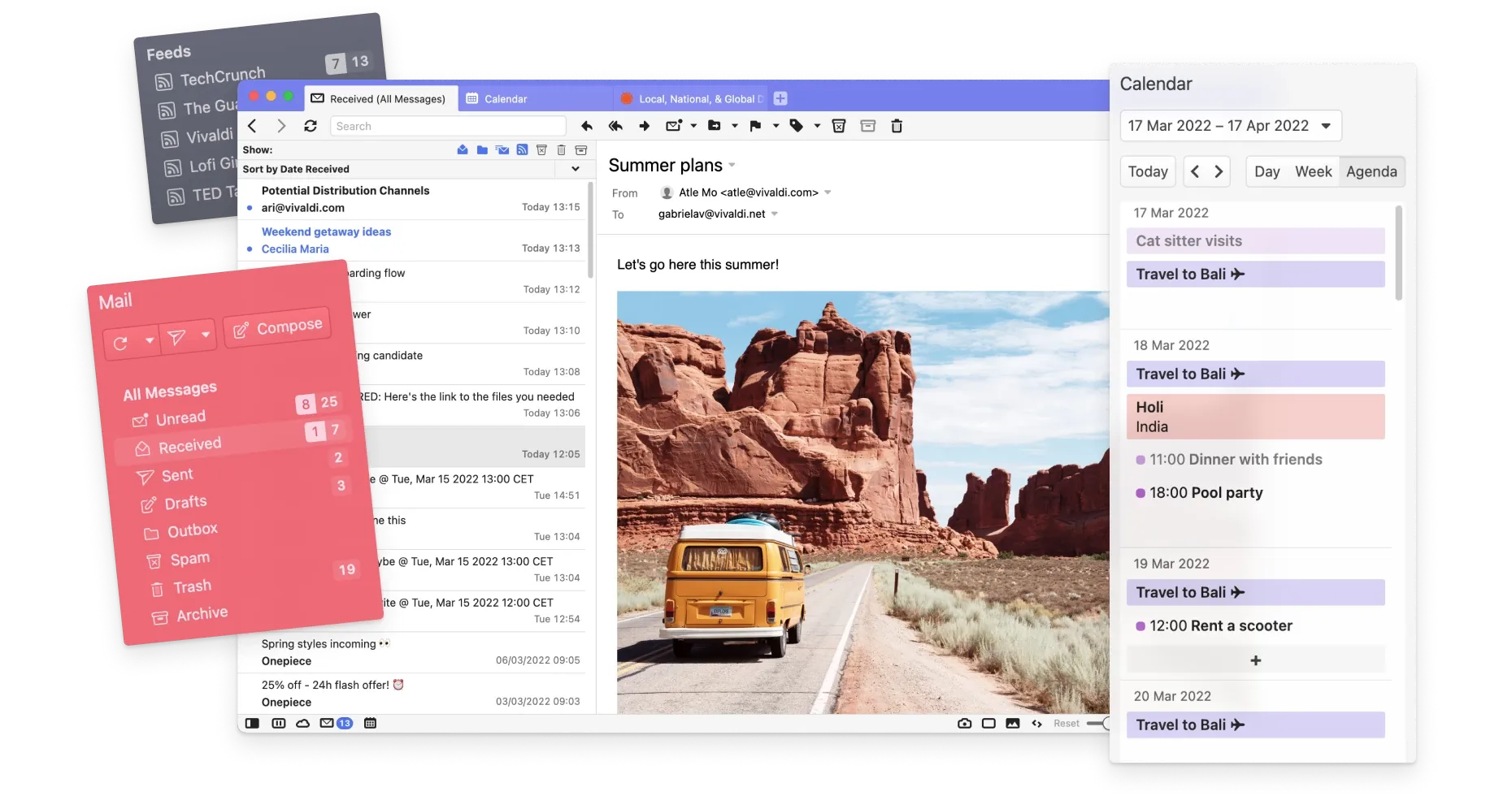 Vivaldi Browser gets a built-in a Mail client, Calendar and a Newsreader