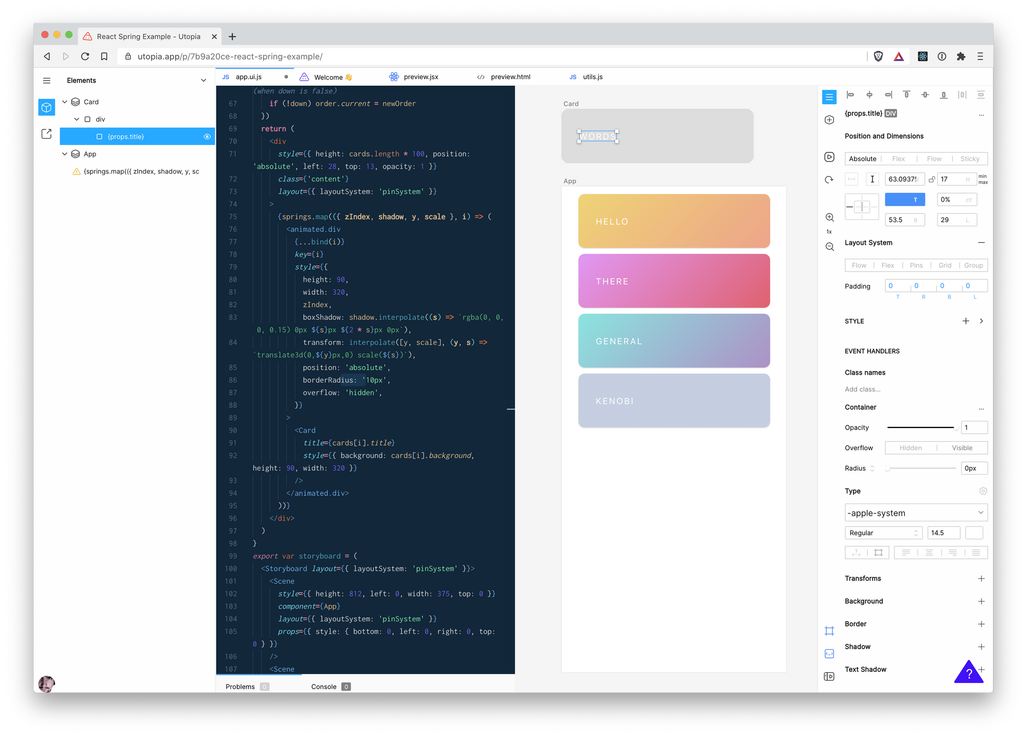 Utopia is an Open-source Real-time React Design and Coding Environment