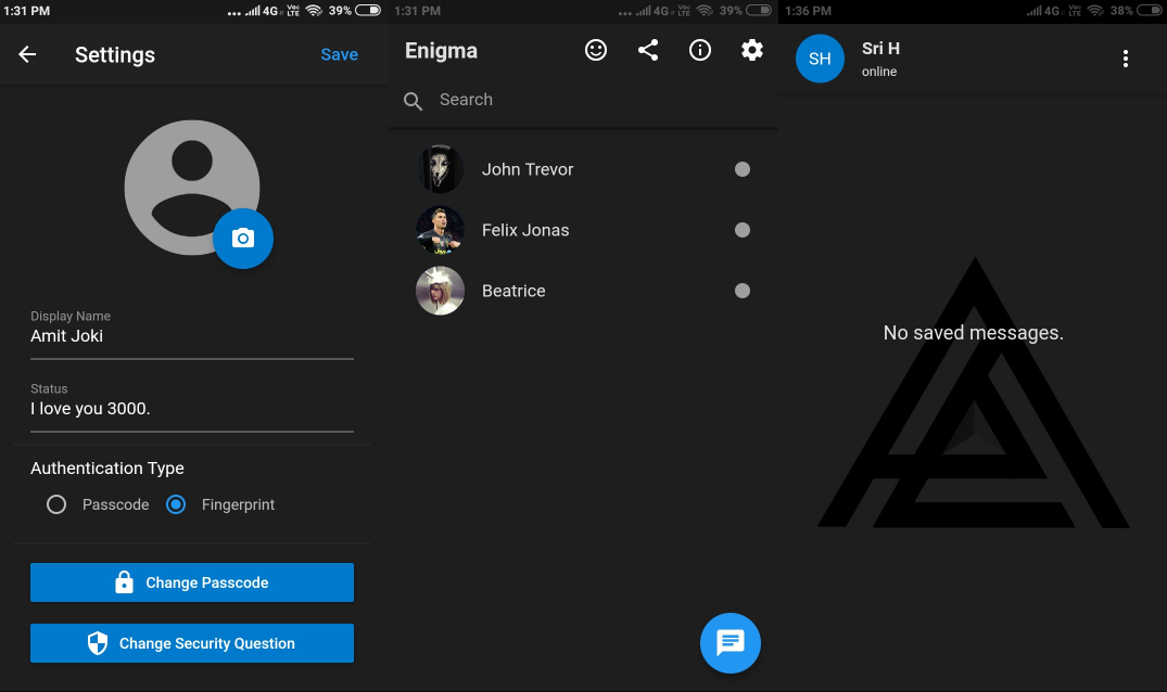 Enigma Is a Libre Minimal One-to-one chat app
