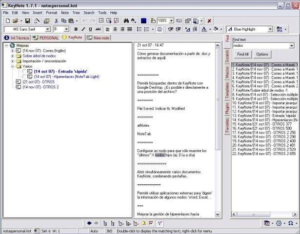 KeyNote NF is a cool Rich text Editor for and Multi-level Notes Manager for Windows