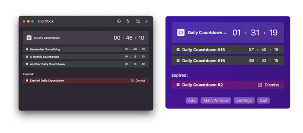 KnotClock is a free Countdown Timer and Reminder App for macOS and iOS