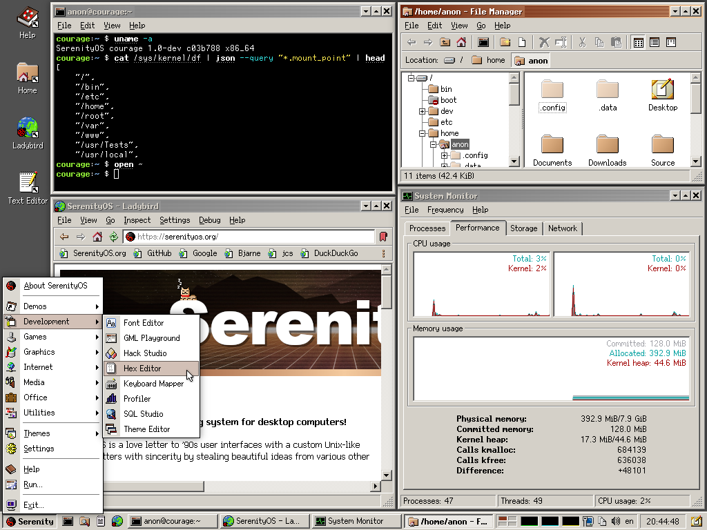 SerenityOS is a Graphical Unix-like Operating System for x86-64 Computers