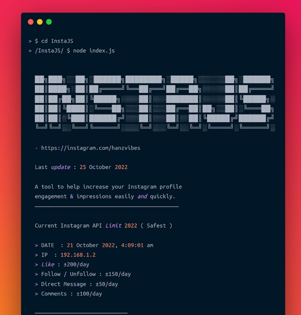 InstaJS - A Free Open-source Bot and Tool to Increase Instagram Engagements