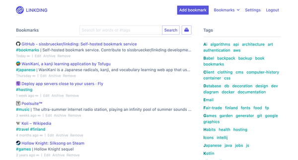 Linkding is a Self-hosted Bookmarking Manager