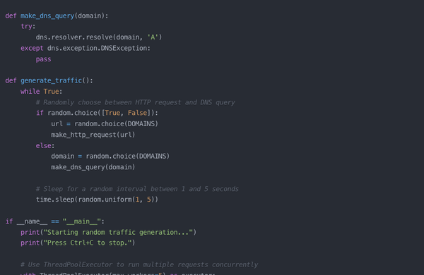 Generate a Random HTTP Traffic Noise using Python - Web Traffic Obfuscation for Privacy Protection