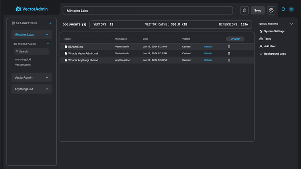 VectorAdmin - a Free Vector Database Manager for AI Developers