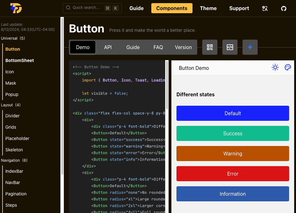 STDF is a Mobile Web component library based on Svelte and TailwindCSS