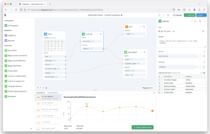 LangWatch is an Open-source LLM Monitoring & Optimization Studio